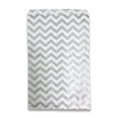 888 Display USA, Inc 50 pcs of 4 x 6 Chevron-Silver Paper Gift Bags  Shopping/Sales/Tote Bags