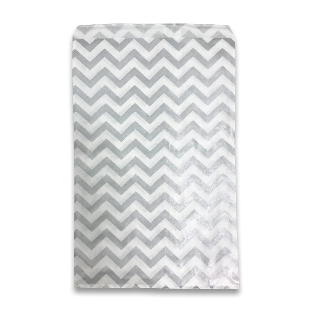 888 Display USA, Inc 50 pcs of 4 x 6 Chevron-Silver Paper Gift Bags  Shopping/Sales/Tote Bags