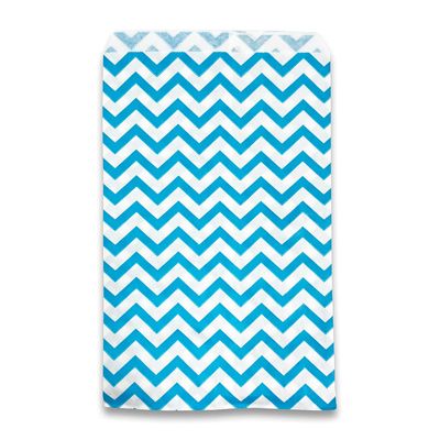 888 Display USA, Inc 50 pcs of 5 x 7 Chevron-Blue Paper Gift Bags  Shopping/Sales/Tote Bags