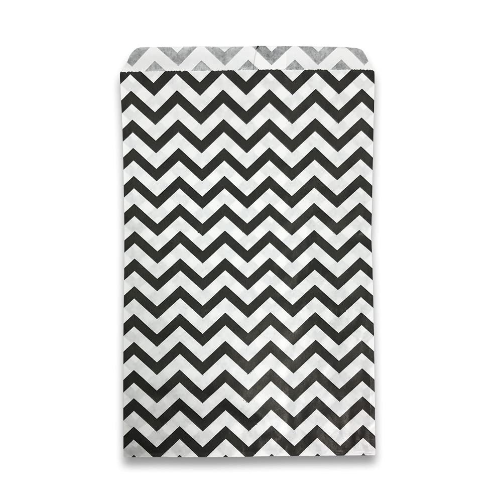 888 Display USA, Inc 50 pcs of 8 1/2 x 11 Chevron-Black Paper Gift Bags  Shopping/Sales/Tote Bags