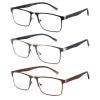 CRGATV 3-Pack Reading Glasses for Men Blue Light Filtering Full Frame Metal Readers Anti UV/Eye Strain/Glare (3.75 Magnification Strength) view 1