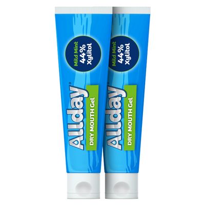 Allday Dry Mouth Treatment Gel - Maximum Strength Xylitol, Fast Acting, Non-Acidic (2 Tubes Inside One Box)