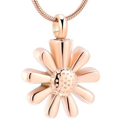 OIJH Sunflower Stainless Steel Cremation Necklace Memorial Ashes Urn Pendant for Pet/Human Funeral Jewelry-Rose_Gold_
