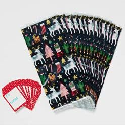 40ct Plastic Festive Christmas Gift Bags Party Favors Cellophane with Tags - Wondershop (Multi-Holiday)