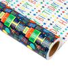 MAYPLUSS Reversible Birthday Wrapping Paper Mini Roll - 17In x 32.8Feet - Colorful Happy Birthday Lettering,Cake,Candle Pattern Kid Boys Party Gift Wrap Present Paper for Baby Shower, Holiday view 1