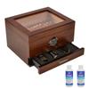 Cigar Humidor, Handcrafted Spanish Cedar Glass Top Humidor, Cigar Desktop Box Accurate Digital Hygrometer with 2 Humidor Solution(25-55 Cigars) by Jansfuren view 1