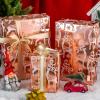 MAYPLUSS Christmas Reversible Wrapping Paper - Mini Roll - 17 Inch X 32.8 Feet - Rose Gold with Glitter Metallic Foil Design (47.3 sq.ft.ttl) view 2