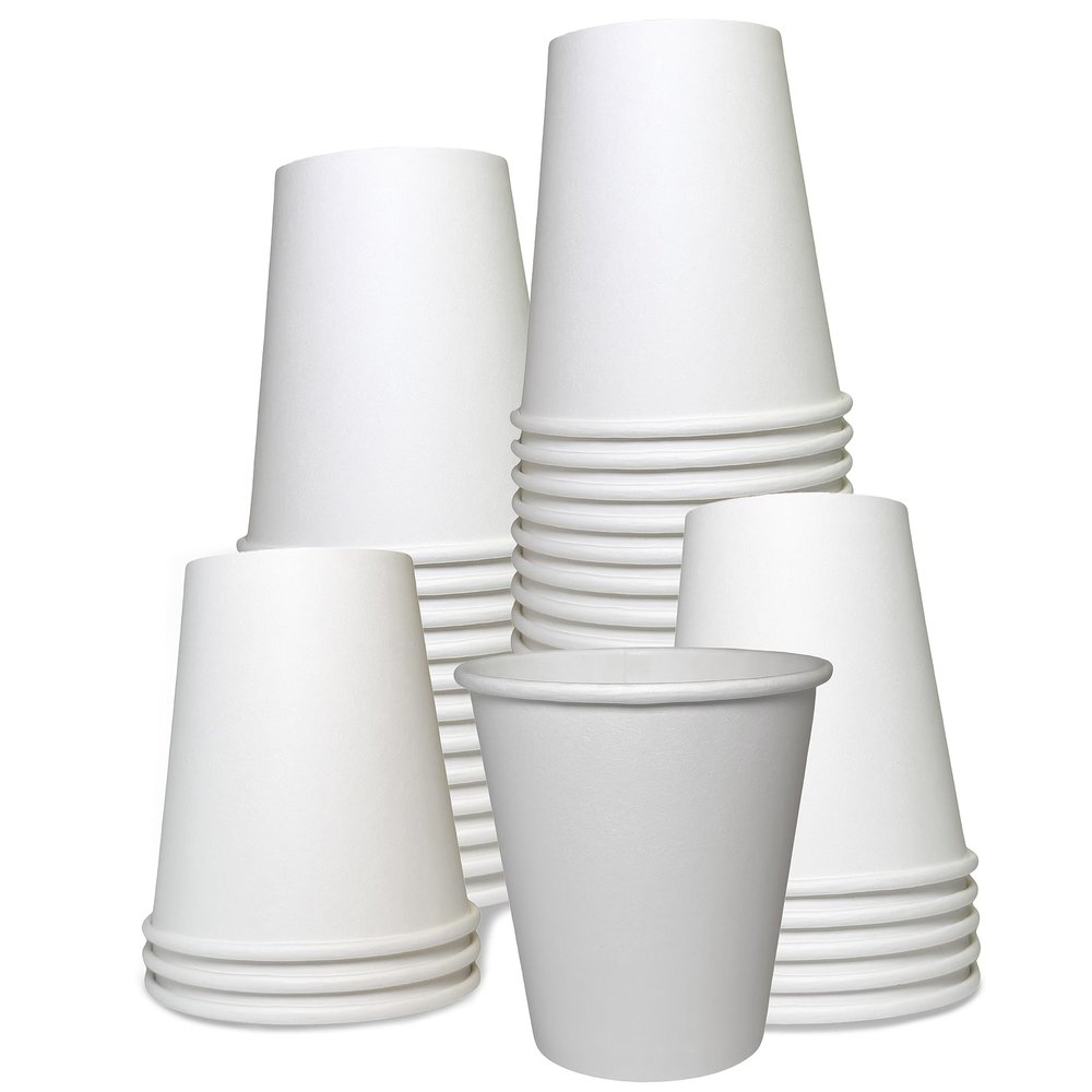 EcoQuality 10 oz White Hot Drink Paper Cups - Disposable Paper Coffee Cups, Recyclable, Compostable, Great for Office, Breakrooms, Restaurants, Coffee Shops, Tea Shops, Latte, Chai (300)