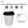 EcoQuality White Hot Drink Paper Cups 10 oz with Black Dome Lids - Disposable Paper Coffee Cups, Recyclable, Compostable, Office, Breakrooms, Restaurants, Coffee Shops, Tea Shops, Latte, Chai (400) view 3