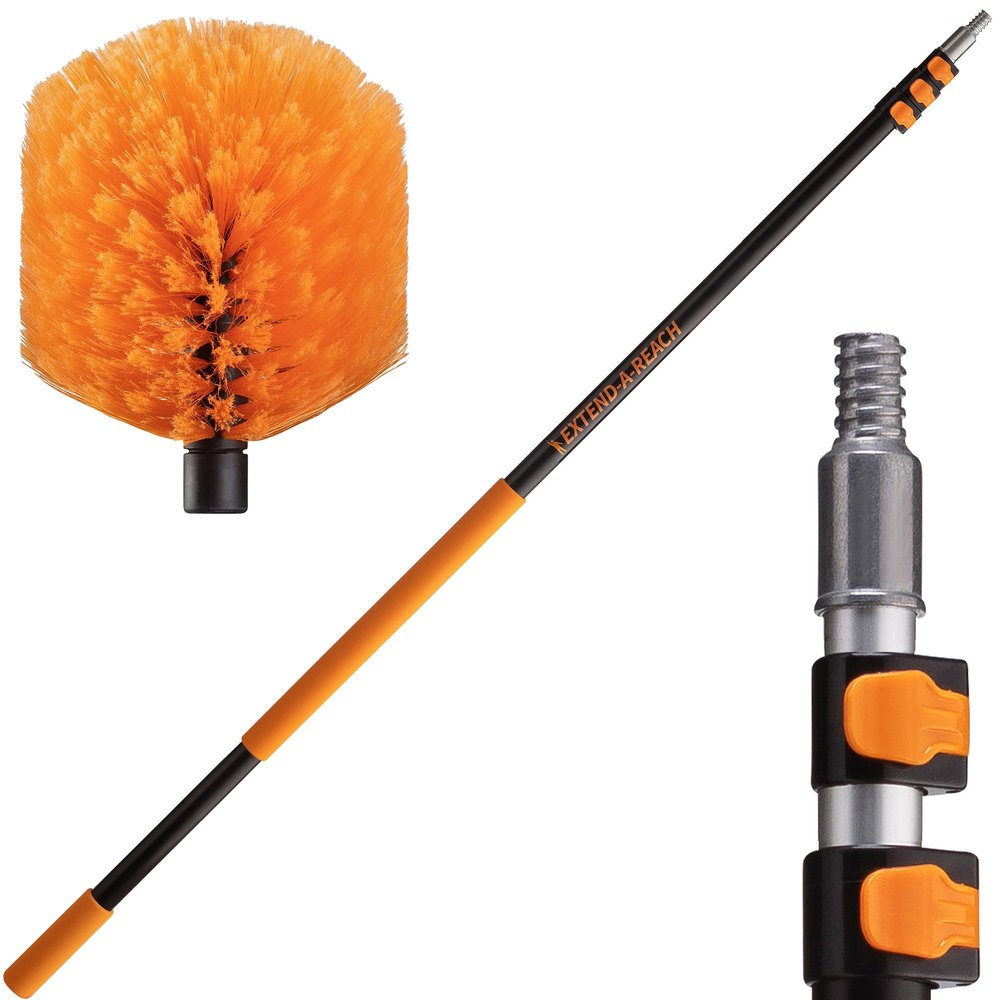 5-13 ft Cobweb Duster with Extension Pole // 20 Foot High Reach Spider Web Cleaner Cobweb Brush for Outdoor & Indoor Web Cleaning // Lightweight & Sturdy Telescopic Pole // The Ultimate Dusting Kit