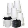 EcoQuality White Hot Drink Paper Cups 10 oz with Black Dome Lids - Disposable Paper Coffee Cups, Recyclable, Compostable, Office, Breakrooms, Restaurants, Coffee Shops, Tea Shops, Latte, Chai (250) view 1