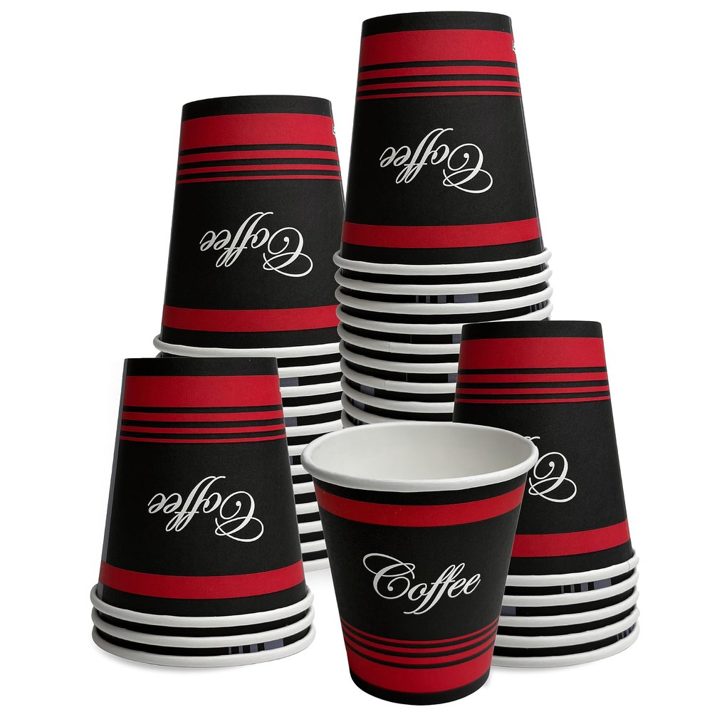 EcoQuality 10oz Classic Durable Disposable Paper Coffee Hot Cups For Hot/Cold Drink, Coffee, Tea, Cocoa, Travel, Office, Home, Cider, Hot Chocolate, To go (10 ounce) (300)
