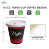 EcoQuality 10 oz Durable Disposable Paper Hot Cups & White Flat Lids For Hot/Cold Drink, Coffee, Tea, Cocoa, Travel, Paper Coffee (250) view 3