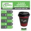 10oz Disposable Paper Coffee Cups with Black Dome Lids - For Hot, Cold Drink, Coffee, Tea, Cocoa, Travel, Office, Home, Cider, Hot Chocolate, To go, Compostable, Biodegradable by EcoQuality (1000) view 2