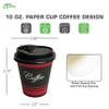 10oz Disposable Paper Coffee Cups with Black Dome Lids - For Hot, Cold Drink, Coffee, Tea, Cocoa, Travel, Office, Home, Cider, Hot Chocolate, To go, Compostable, Biodegradable by EcoQuality (1000) view 3