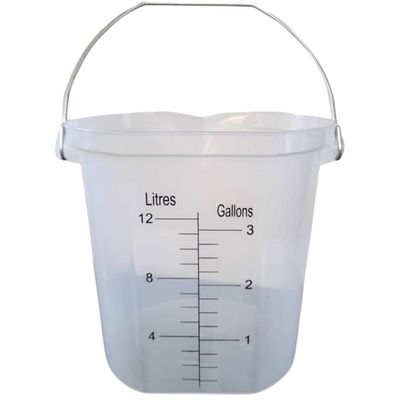 ACCUPOUR 3 Gallon Measuring Bucket with Handle - Multipurpose, Heat Resistant & Chemical Resistant, Measurements in Liters (L) and Gallons (gal) - Large Measuring Container (1 Pack)