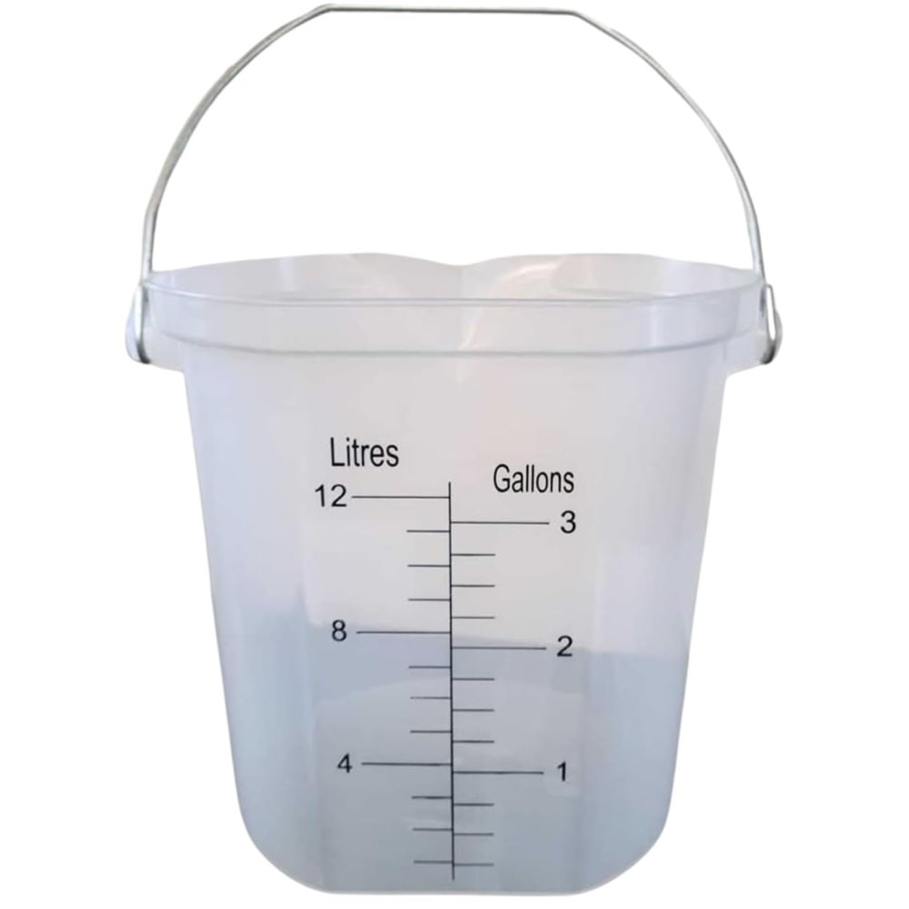 ACCUPOUR 3 Gallon Measuring Bucket with Handle - Multipurpose, Heat Resistant & Chemical Resistant, Measurements in Liters (L) and Gallons (gal) - Large Measuring Container (1 Pack)