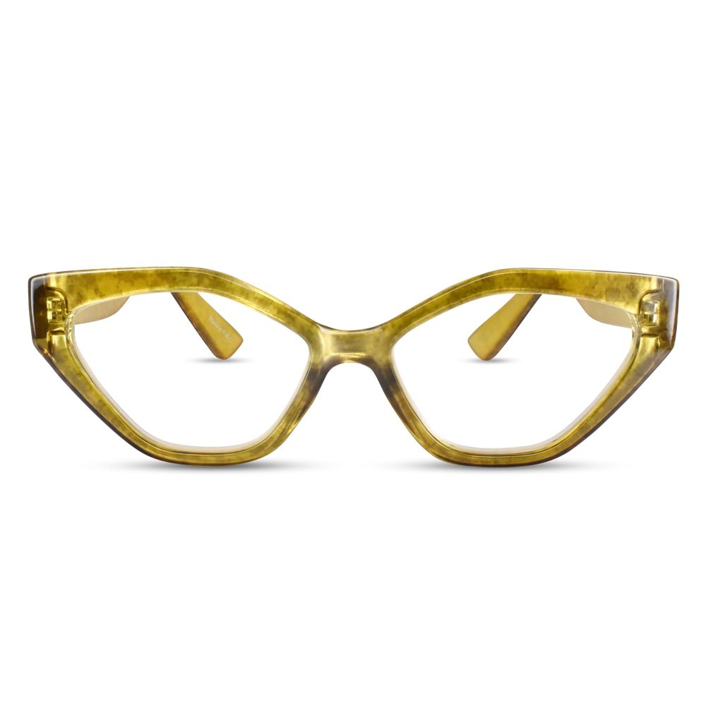 2SeeLife Oversized TR-90 Cat Eye Reading Glasses for Women  Medium-Wide Fit, Sturdy Frame, Premium Geometric Readers, Amber Gold, +1.50