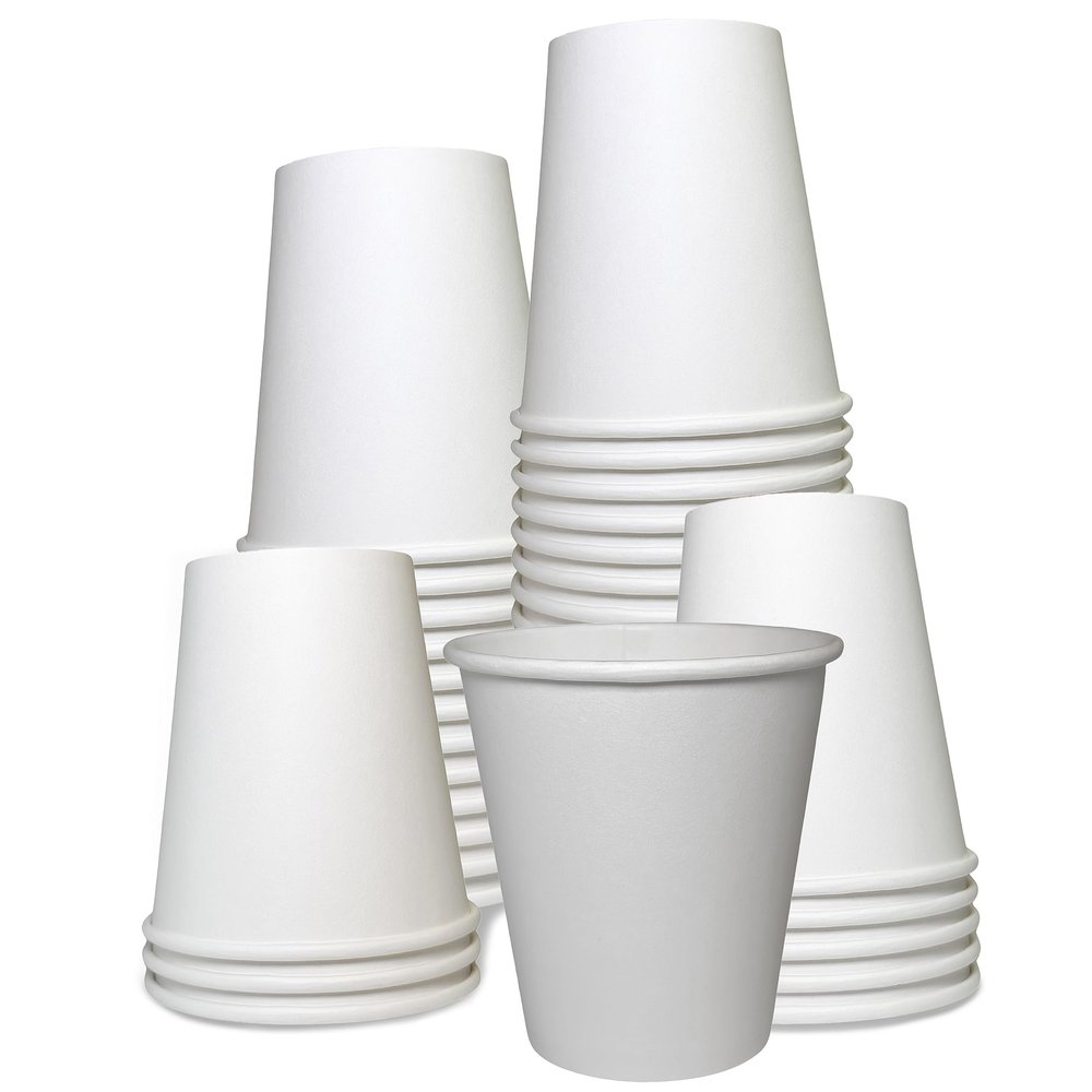 EcoQuality 12 oz White Hot Drink Paper Cups - Disposable Paper Coffee Cups, Recyclable, Compostable, Great for Office, Breakrooms, Restaurants, Coffee Shops, Tea Shops, Latte, Chai (300)