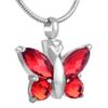 OIJH Crytsal Wing Butterfly Stainless Steel Cremation Jewelry-Engraving Pet Funeral Urn Pendant Memorial Ashes Necklace-Red_ view 1