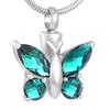 OIJH Crytsal Wing Butterfly Stainless Steel Cremation Jewelry-Engraving Pet Funeral Urn Pendant Memorial Ashes Necklace-Red_ view 4
