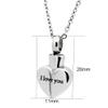 OIJH Stainless Steel Mirror Polish I Love You Heart Cremation Urn Pendant Perfume Bottles Necklace Jewelry 50cm view 2