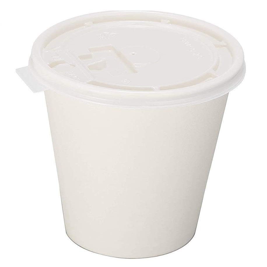 EcoQuality 12 oz Durable Disposable Paper Cups & Flat Lids For Hot/Cold Drink, Paper Coffee Cups, Tea, Cocoa, Travel - Medium Cups (12 Ounce) (200)