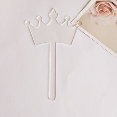 12PCS Clear Acrylic Crown Cake Topper, Acrylic Cake Topper princess prince theme clear acrylic Personalised Cake Topper Party Decor Accessories Boy Girl Baby Shower