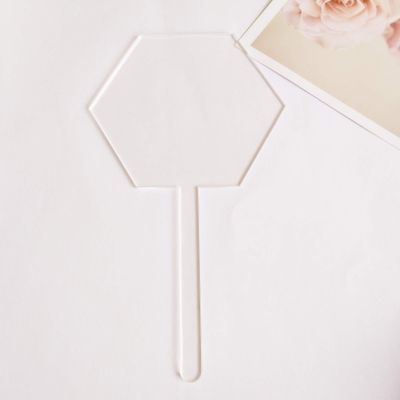 12PCS Blank Hexagon Acrylic Cake Toppers, Personalised Cake Topper, DIY Cake Topper, Cake Topper Blanks for Wedding, Birthday Festival Party Cake Decorations (Clear Hexagon)