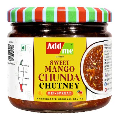 Add me Sweet Mango Chutney with jeera Chutney 200g chundo khatta meetha Without Oil Chunda Pickle Mango jam/Preserve in Spices Indian dip and Spread Glass Pack