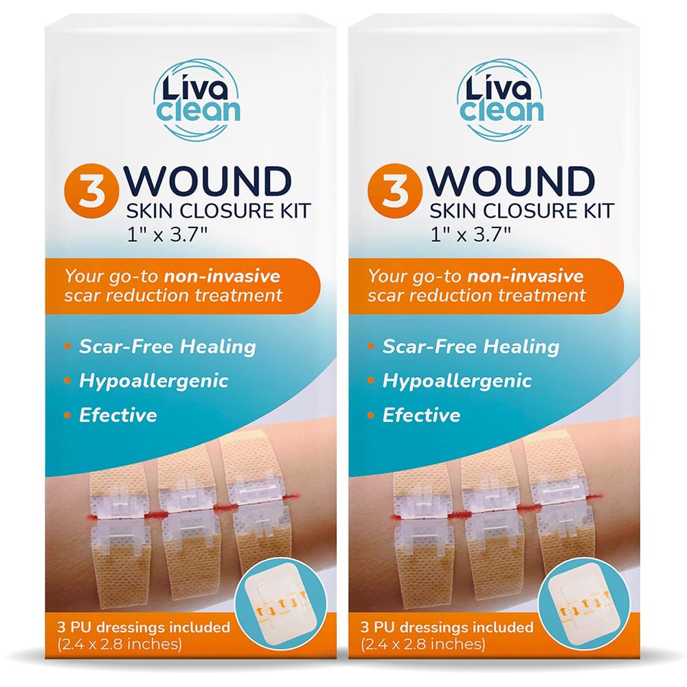 (6 CT) 1 X 3.7 Wound Closure Strips - Zip Stitch Wound Closure Kit - Butterfly Kit Device Zip Tie Skin Closuing Butterfly Bandaids Adhesive Injury-Closing Glue Steri Strips Bandages Sutures