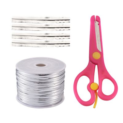 100 Yards Sliver Bread Candy Bag Ties Plastic Wire Twist Ties with ABS Plastic Scissors for Dessert & Candy Decorating & Pastry Bags Gift Wrapping Supplies (Sliver, 100yards)