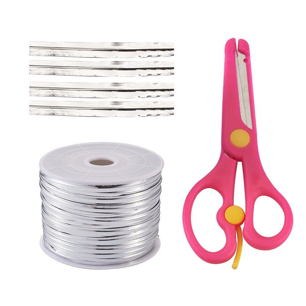 100 Yards Sliver Bread Candy Bag Ties Plastic Wire Twist Ties with ABS Plastic Scissors for Dessert & Candy Decorating & Pastry Bags Gift Wrapping Supplies (Sliver, 100yards)