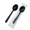 100 Pcs Heavy Duty Recyclable Spoon, Thickened Individually Wrapped Spoon Packaged, Catering; Dessert; Party Utensils (Black) view 3