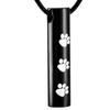 OIJH Pet Paw Personized Stainless Steel Cremation Cylinder Urn Memorial Pendant Necklace Memorial Ash Cremation Jewelry-Silver_