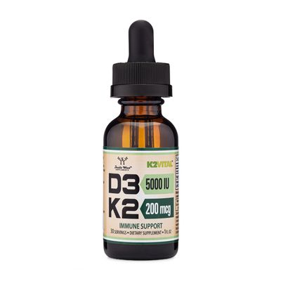 Vitamin D3 K2 5,000 IU Liquid Drops (5,000 IU of D3 and 200mcg of 99.9% All-Trans Patented K2 MK-7 (K2Vital)) Max Absorption Liquid Vitamin D Drops (30 Servings) by Double Wood