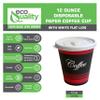 EcoQuality 12 oz Classic Durable Disposable Paper Cups & Flat Lids For Hot/Cold Drink, Paper Coffee Cups, Tea, Cocoa, Travel - Medium Cups (12 Ounce) (1000) view 2