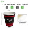12 oz Hot Drink Paper Disposable Cups Coffee Design - Disposable Paper Coffee Cups, Recyclable, Compostable , Great for Office, Breakrooms, Restaurants, Coffee Shops, Tea Shops, Latte, Chai (100) view 3
