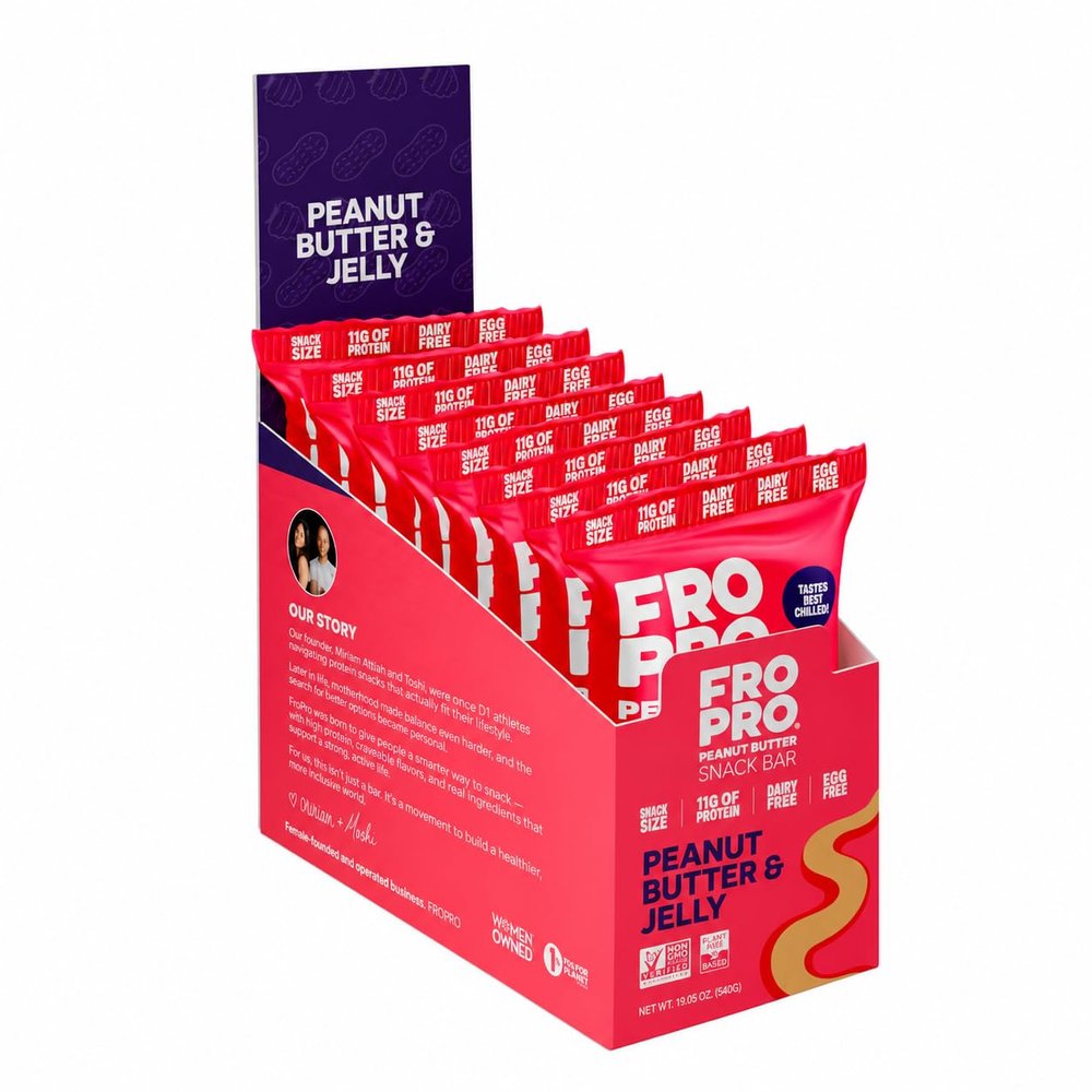 FROPRO PB&J Plant Protein Bars, Gluten Free, Dairy Free, Soy Free, 12 Pack
