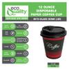 12oz Disposable Paper Coffee Cups with Black Dome Lids - For Hot, Cold Drink, Coffee, Tea, Cocoa, Travel, Office, Home, Cider, Hot Chocolate, To go, Compostable, Biodegradable (100) view 2