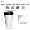 EcoQuality 16oz White Paper Coffee Cups with Black Lids - Disposable Paper Coffee Cups - Hot Drink, Tea, Coffee, Cappuccino, Hot Chocolate, Chai, Chai Latte, Office, Travel, Large Cups (50) view 3