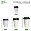 EcoQuality 16oz White Paper Coffee Cups with Black Lids - Disposable Paper Coffee Cups - Hot Drink, Tea, Coffee, Cappuccino, Hot Chocolate, Chai, Chai Latte, Office, Travel, Large Cups (50) view 4