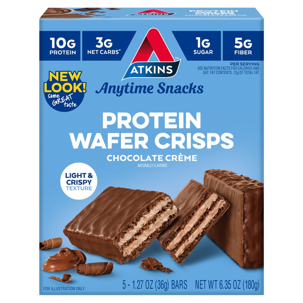 Atkins Chocolate Crme Protein Wafer Crisps, Protein Dessert, 4g Net Carb, 1g Sugar, High in Fiber, Keto Friendly, 5 Count