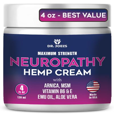 Dr. JOEL'S Neuropathy Nerve Relief Cream - Organic Neuropathy Support Cream for Feet, Hands, Legs and Toes - 4 OZ Value Pack- Made in USA