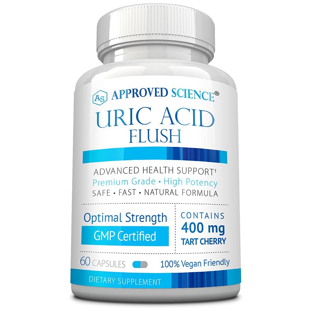 Approved Science Uric Acid Flush Supplement - Tart Cherry, Turmeric, Milk Thistle - Joint Support & Active Mobility - Made in USA - Vegan - 60 Capsules - 1 Month Supply