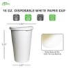 EcoQuality 16 oz Durable Disposable White Paper Cups with White Flat Lids for Hot or Cold Drinks, Coffee, Tea, Cocoa, and Travel (250) view 3