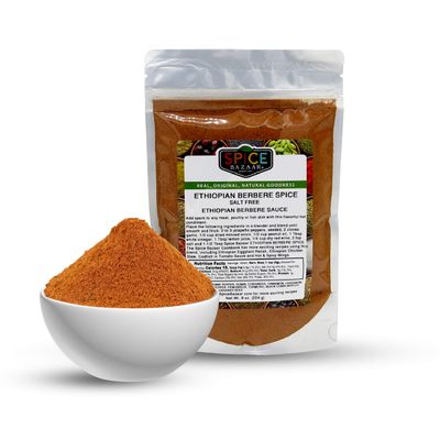 Ethiopian Berbere Spice Salt Free- Best for Sauces. Flavorful original authentic premium Meat, Fish and Poultry, Imjadara recipe -Ethiopian Hot Wings and anything spicey with a great North African flavors- 8 Oz pack Natural No Fillers No Arti