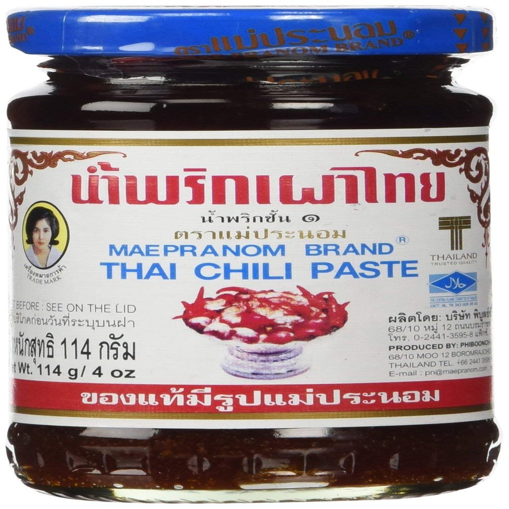 Mae Pranom Thai Chili Paste (Nam Prik Pao) 4 Oz. X 1 Jars - SET OF 4