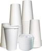 EcoQuality 16oz Durable Disposable White Paper Cups with Flat Lids for Hot or Cold Drinks, Coffee, Tea, Cocoa, Travel  Extra Large 16 Ounce Cups (300) view 1