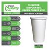 EcoQuality 16oz Durable Disposable White Paper Cups with Flat Lids for Hot or Cold Drinks, Coffee, Tea, Cocoa, Travel  Extra Large 16 Ounce Cups (300) view 2